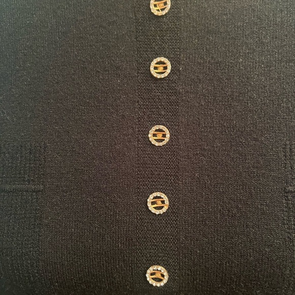 Soft, jem embellished five button sweater, with faux front pocket stitching. - Picture 10 of 12